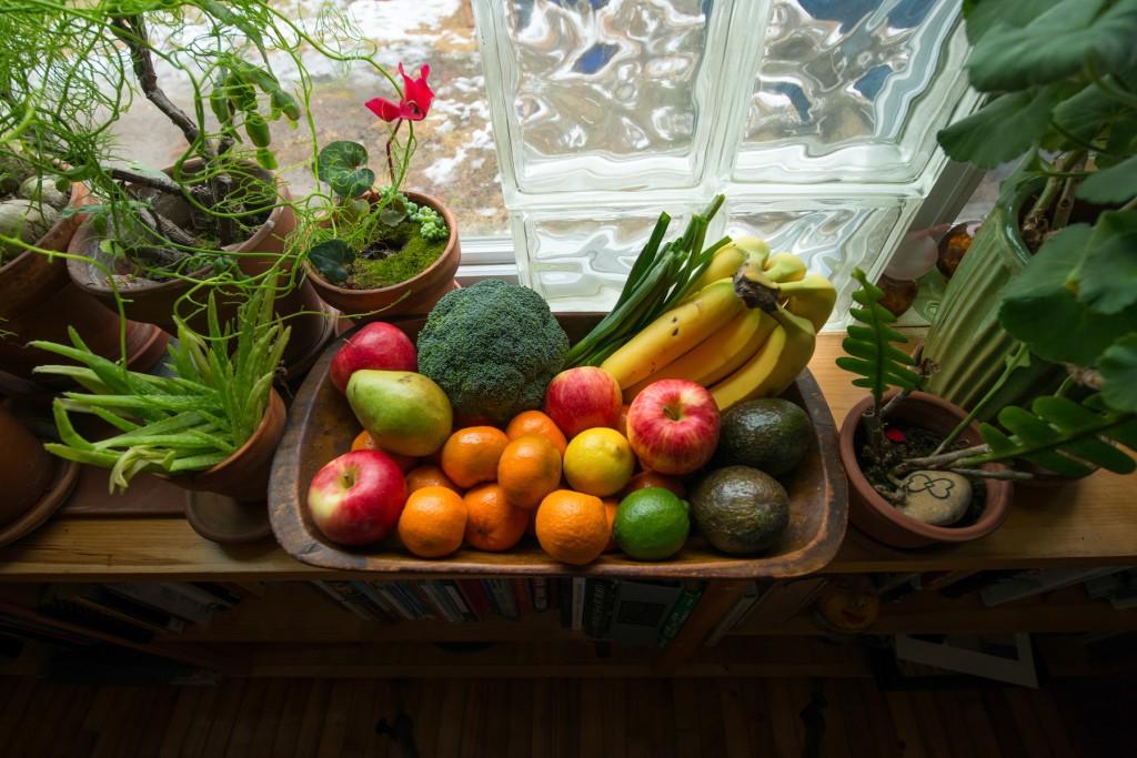 a bowl of fruits and vegetables